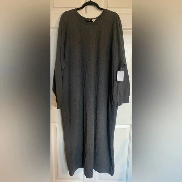 Treasure & Bond Grey Sweatshirt Midi Dress Plus Size Sweater Dress 3X - Picture 5 of 8